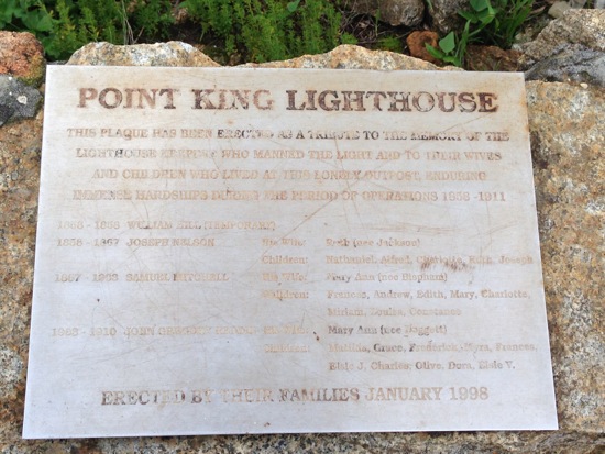 Point King Lighthouse Sign and Information