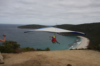 Paragliding from Shelley Beach Lookout facing Albany Windfarm, West Cape Howe